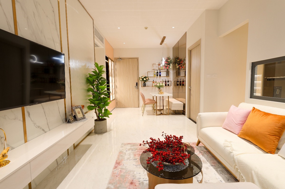 Phòng khách với đầy đủ tiện nghi