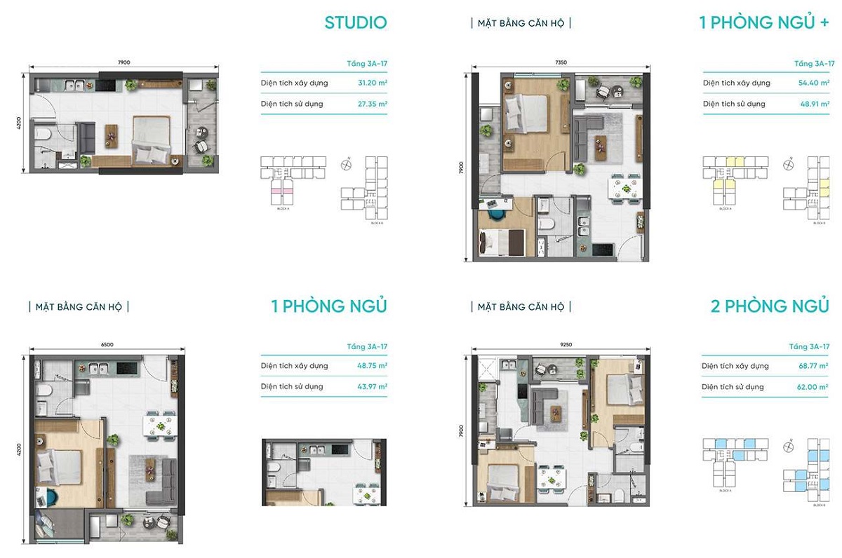 Thiết kế các loại hình căn hộ dự án D-Aqua