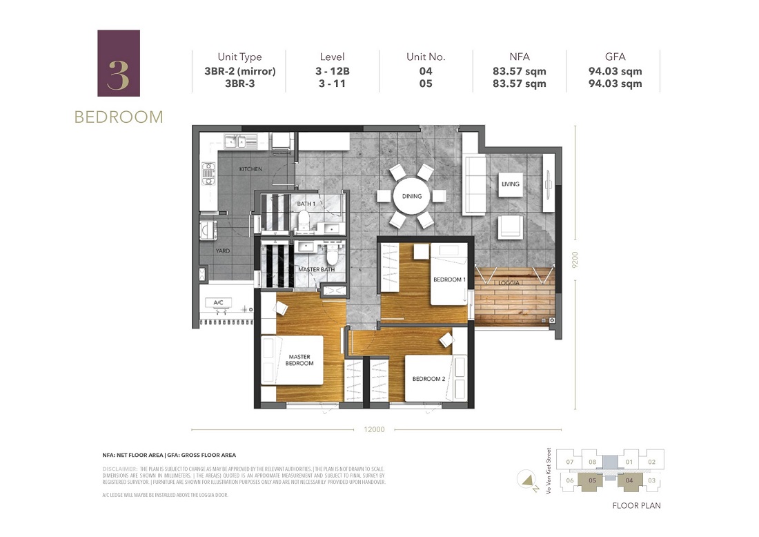 Thiết kế căn hộ 3 phòng ngủ dự án D1 Mension