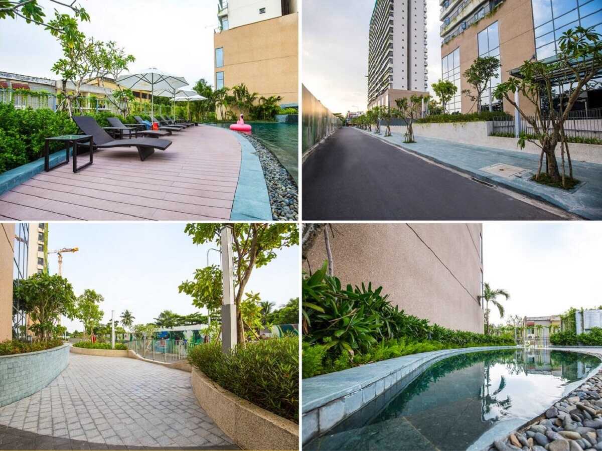 Nhiều mảng xanh được chăm chút tỉ mỉ