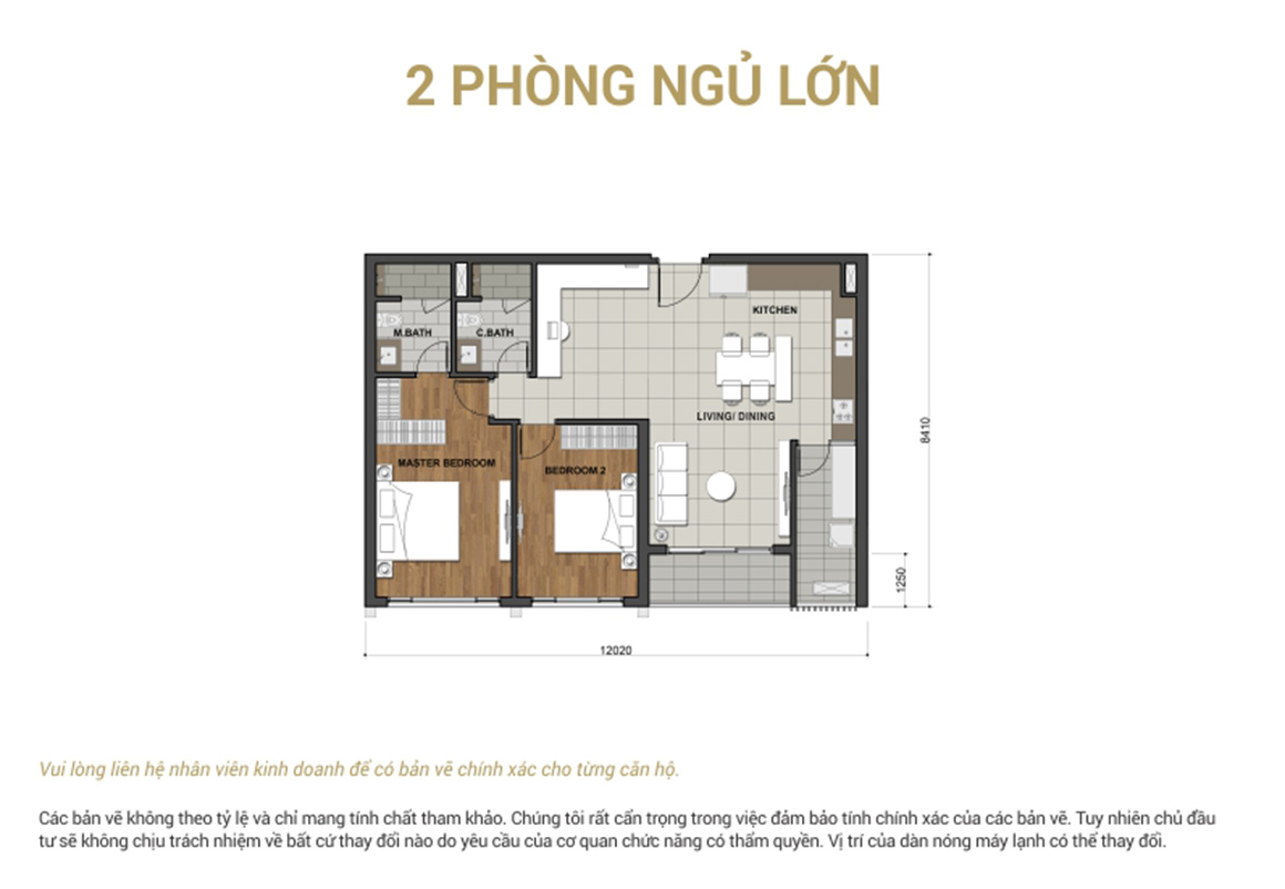 Thiết kế căn hộ 2 phòng ngủ dự án Estella Heights