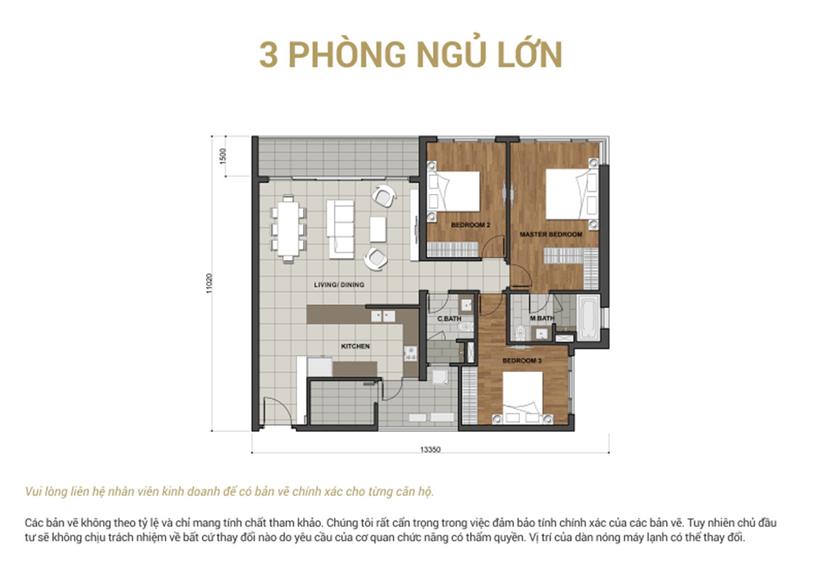 Thiết kế căn hộ 3 phòng ngủ dự án Estella Heights