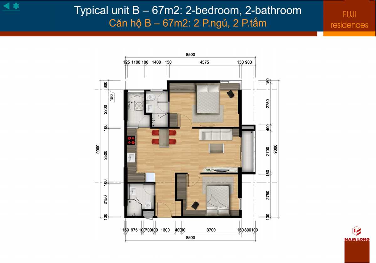 Thiết kế các loại hình căn hộ dự án Flora Fuji