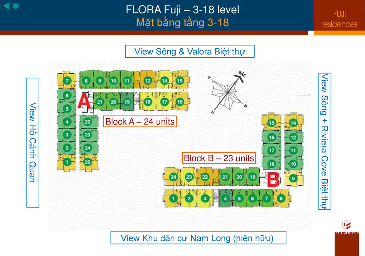 Mặt bằng tầng 3 - 18 dự án Flora Fuji