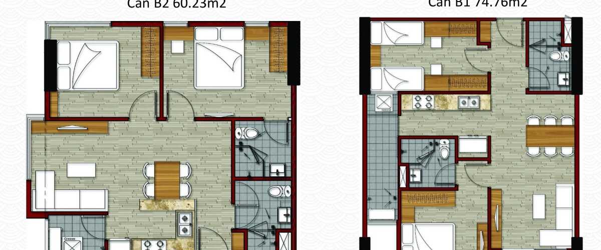 Thiết kế căn hộ 2 phòng ngủ dự án Flora Novia