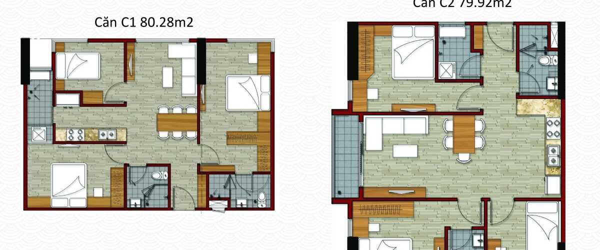 Thiết kế căn hộ 3 phòng ngủ dự án Flora Novia