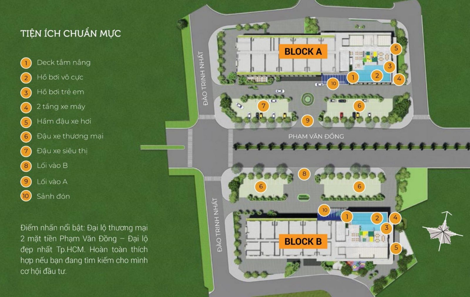 Phân bố tiện ích bên trong dự án Flora Novia