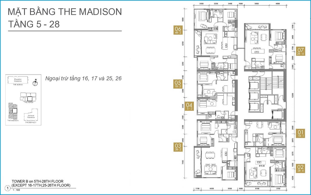 Mặt bằng toà The Madison dự án Gateway Thảo Điền