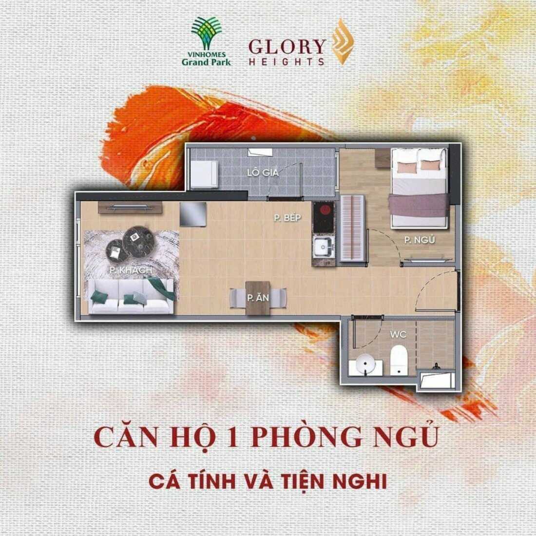 Thiết kế căn hộ 1PN phân khu The Glory Heights