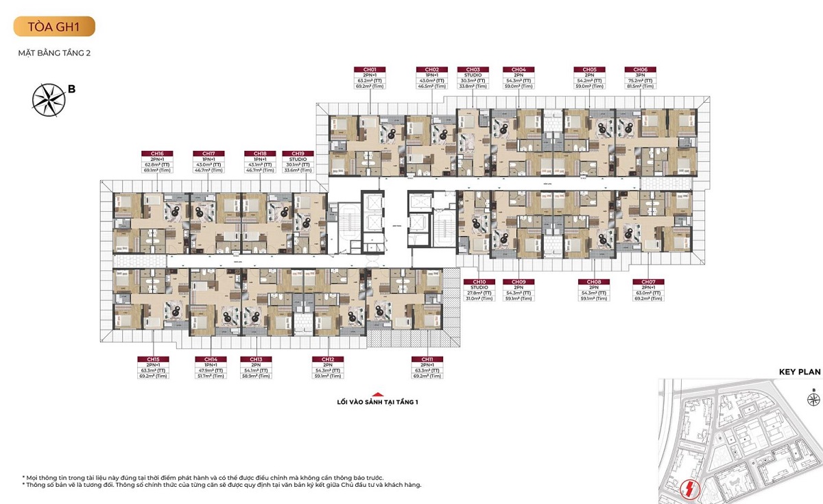 Mặt bằng toà G1 phân khu The Glory Heights