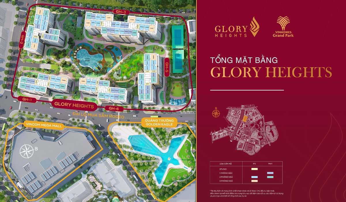 Mặt bằng tổng thể phân khu The Glory Heights