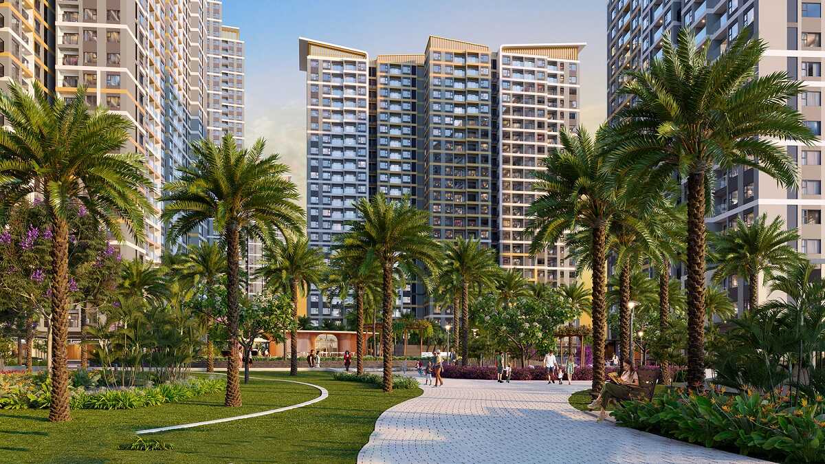 Khu vực cây xanh mát trải khắp phân khu