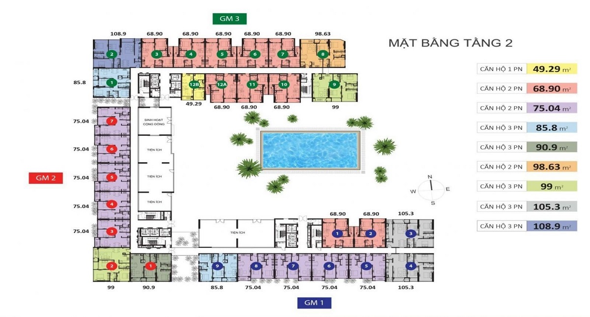 Mặt bằng tầng 2 dự án Golden Mansion