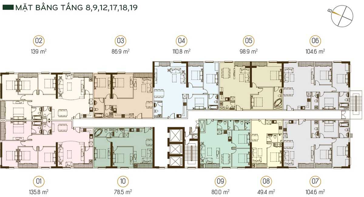 Mặt bằng các tầng điển hình dự án Grand Riverside