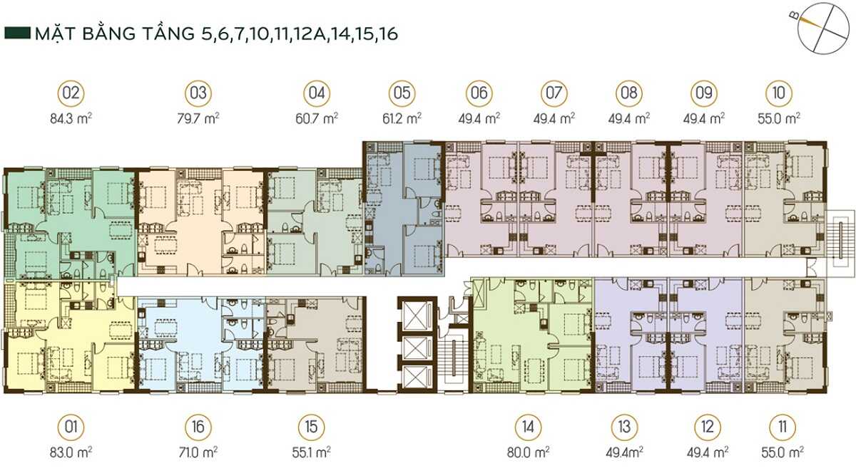 Mặt bằng các tầng dự án Grand Riverside
