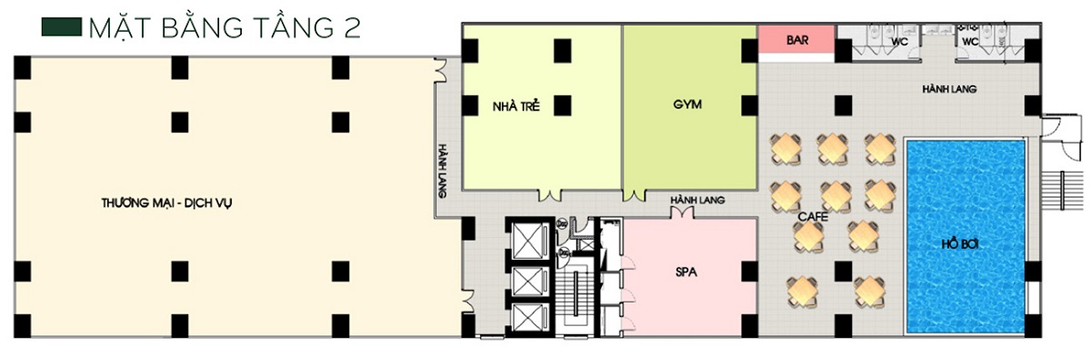 Mặt bằng tầng 2 dự án Grand Riverside