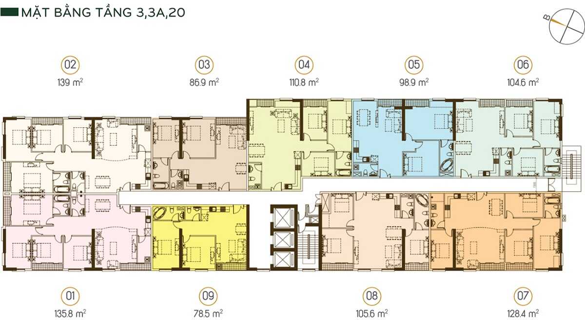 Mặt bằng tầng 3 và 20 dự án Grand Riverside