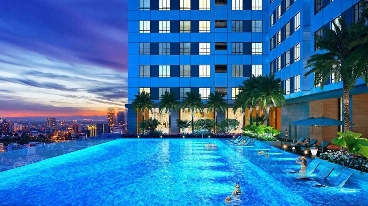 Bể bơi với thiết kế hiện đại