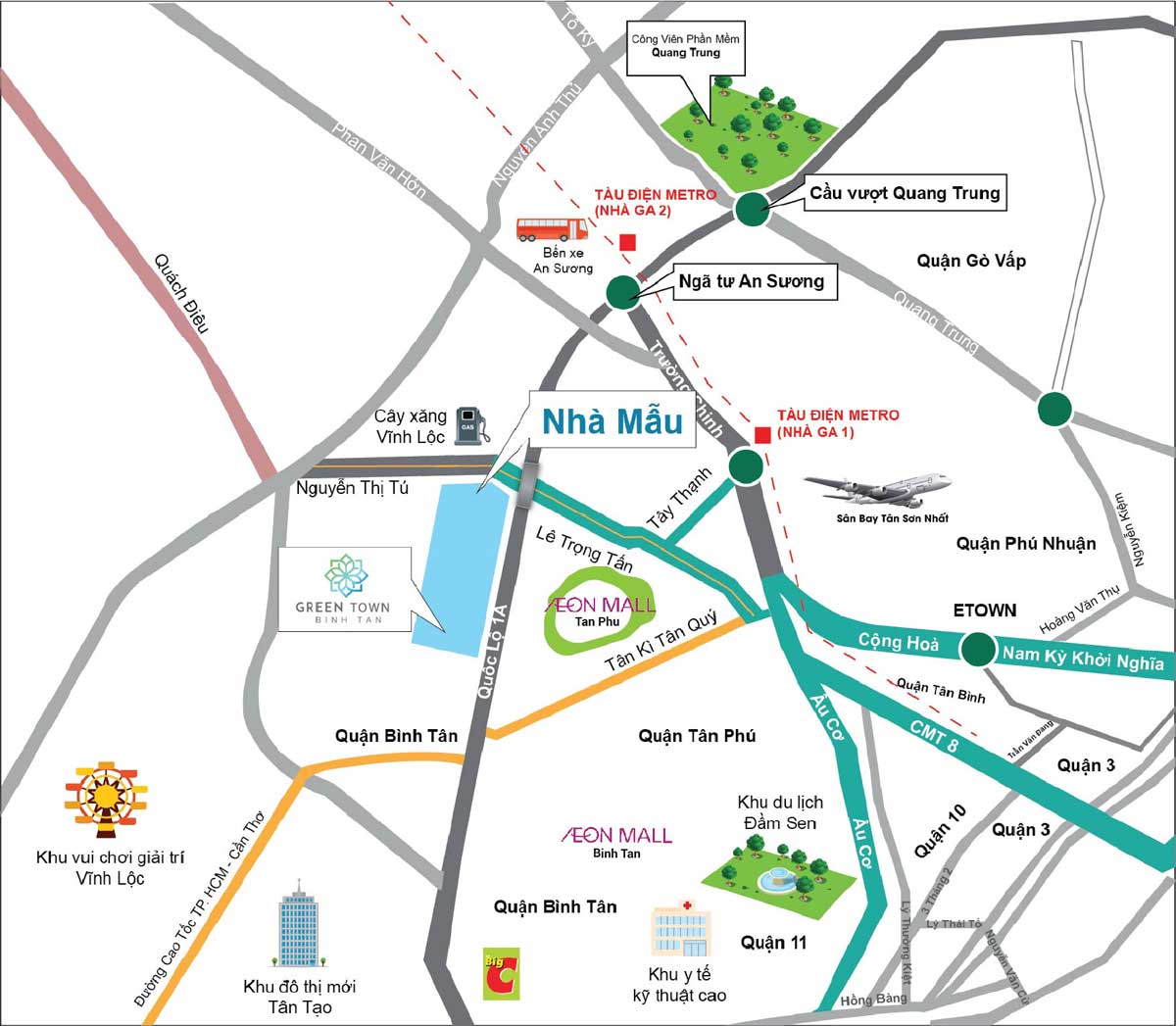 Vị trí xây dựng dự án Green Town Bình Tân