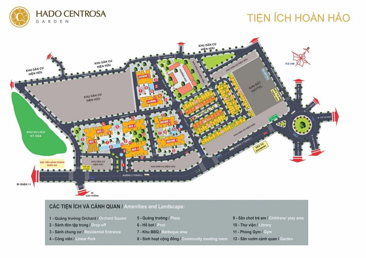 Mặt bằng phân bố các tiện ích bên trong dự án