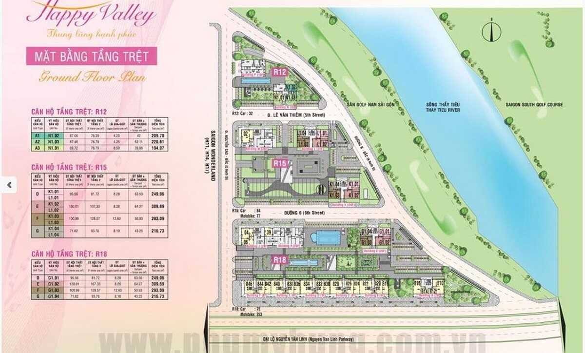 Mặt bằng tổng thể dự án Happy Valley