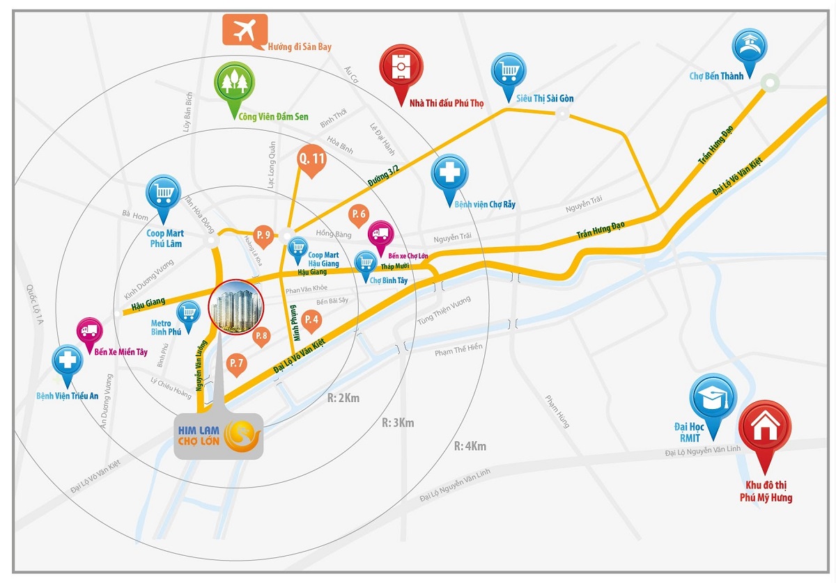 Vị trí xây dựng dự án Him Lam Chợ Lớn