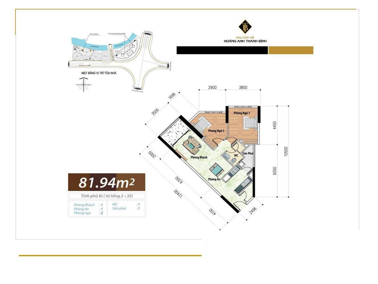 Thiết kế căn hộ 2 phòng ngủ chung cư Hoàng Anh Thanh Bình