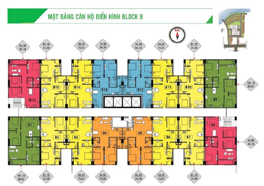 Mặt bằng căn hộ Block B dự án Homyland 2