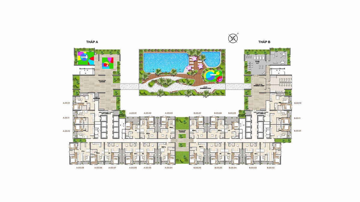 Mặt bằng tầng 3 dự án HT Pearl