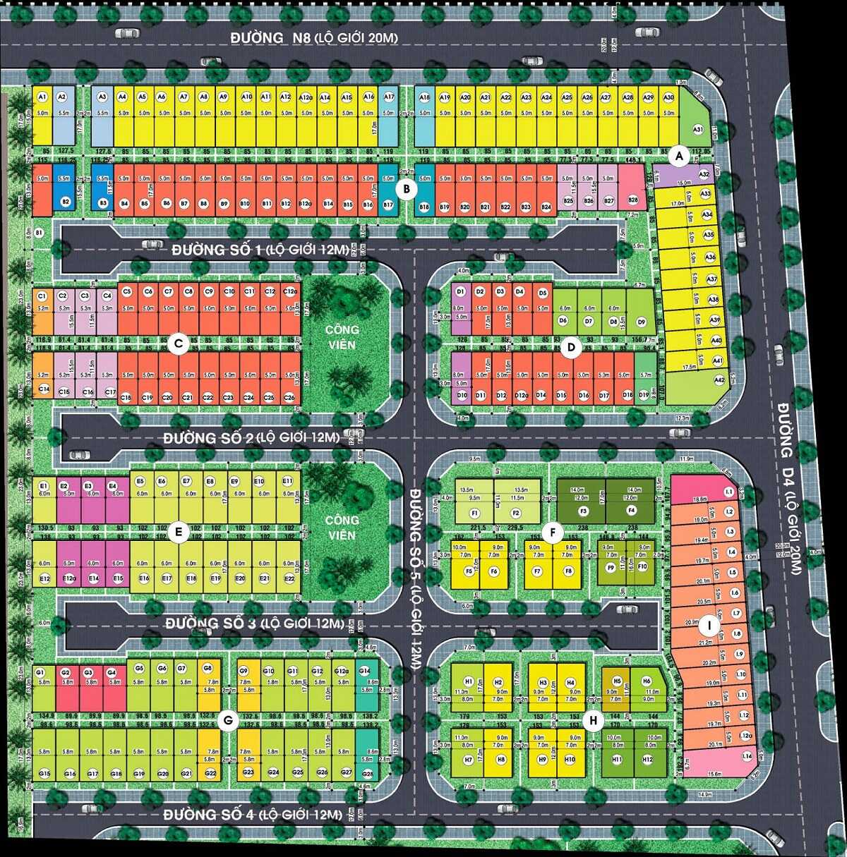 Mặt bằng phân khu shophouse