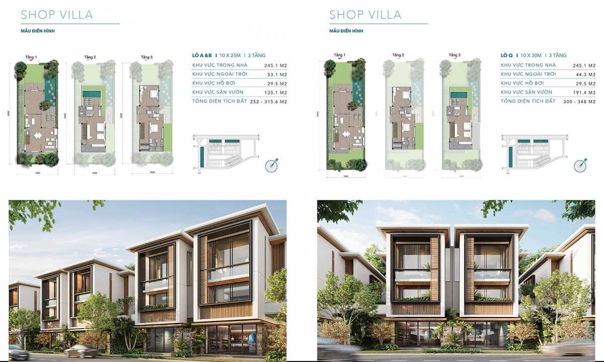 Mặt bằng thiết kế mẫu shop villa dự án Lagoona Bình Châu