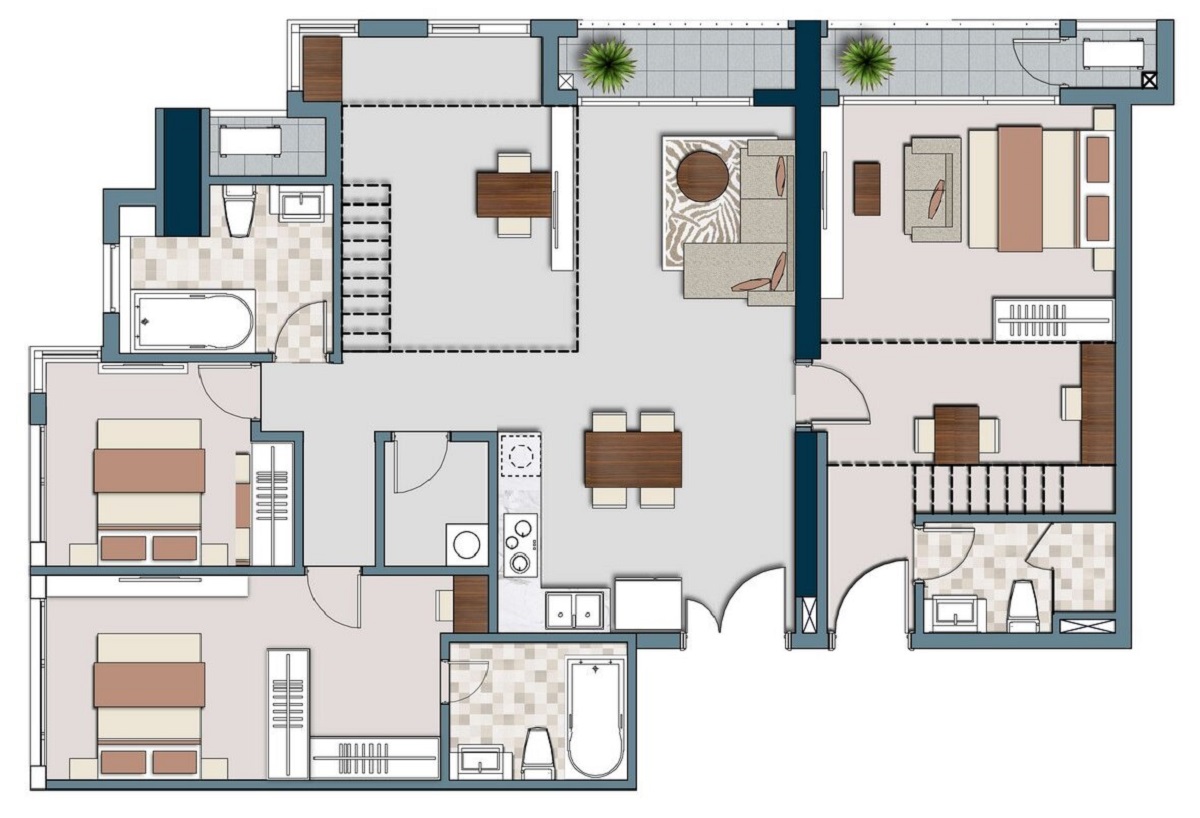 Thiết kế căn hộ 3 phòng ngủ dự án Lancaster Legacy