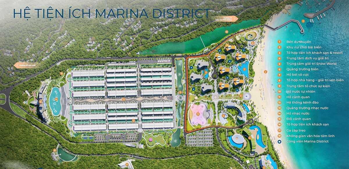 Mặt bằng bố trí tiện ích dự án Marina District