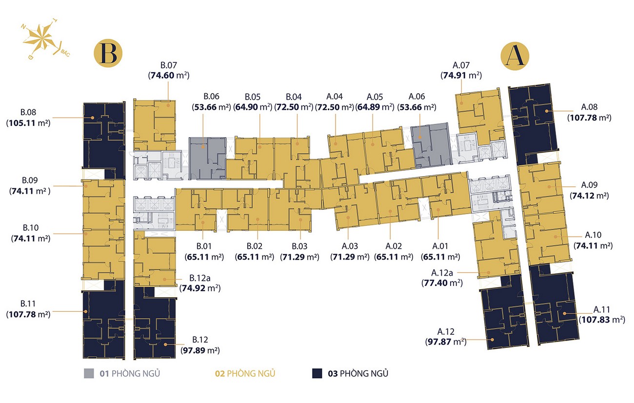 Mặt bằng bố trí các căn hộ