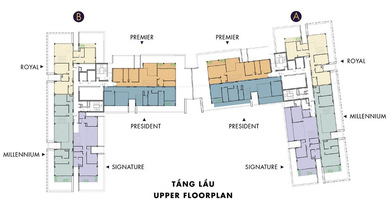 Mặt bằng bố trí căn Penthouse tầng lầu
