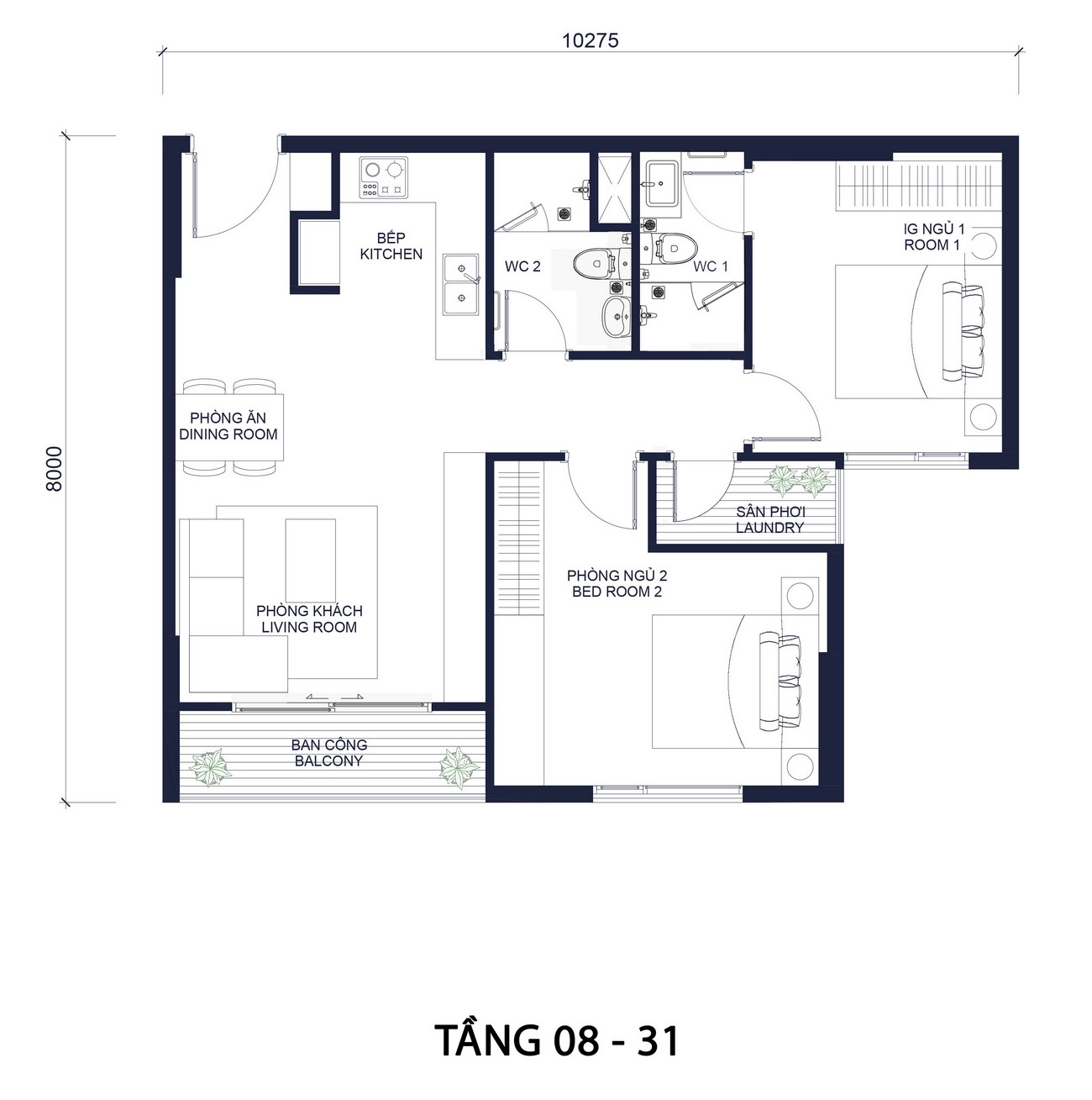 Mặt bằng bố trí các căn hộ dự án Masteri Millennium