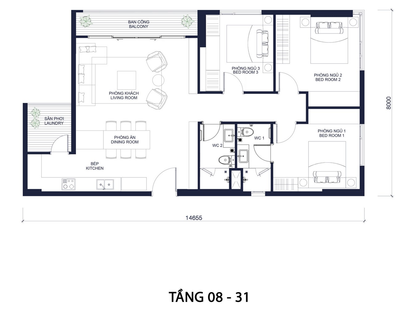 Mặt bằng bố trí các căn hộ dự án Masteri Millennium