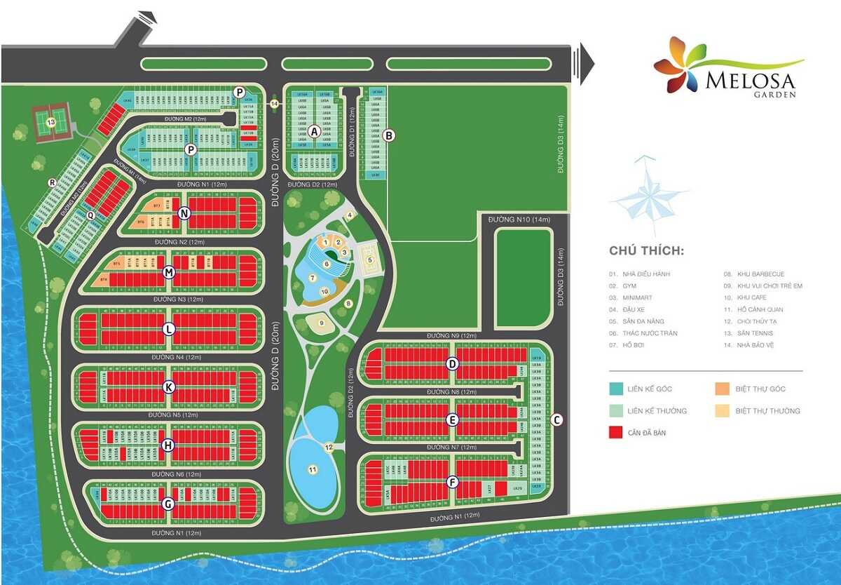 Mặt bằng tổng thể dự án Melosa Khang Điền