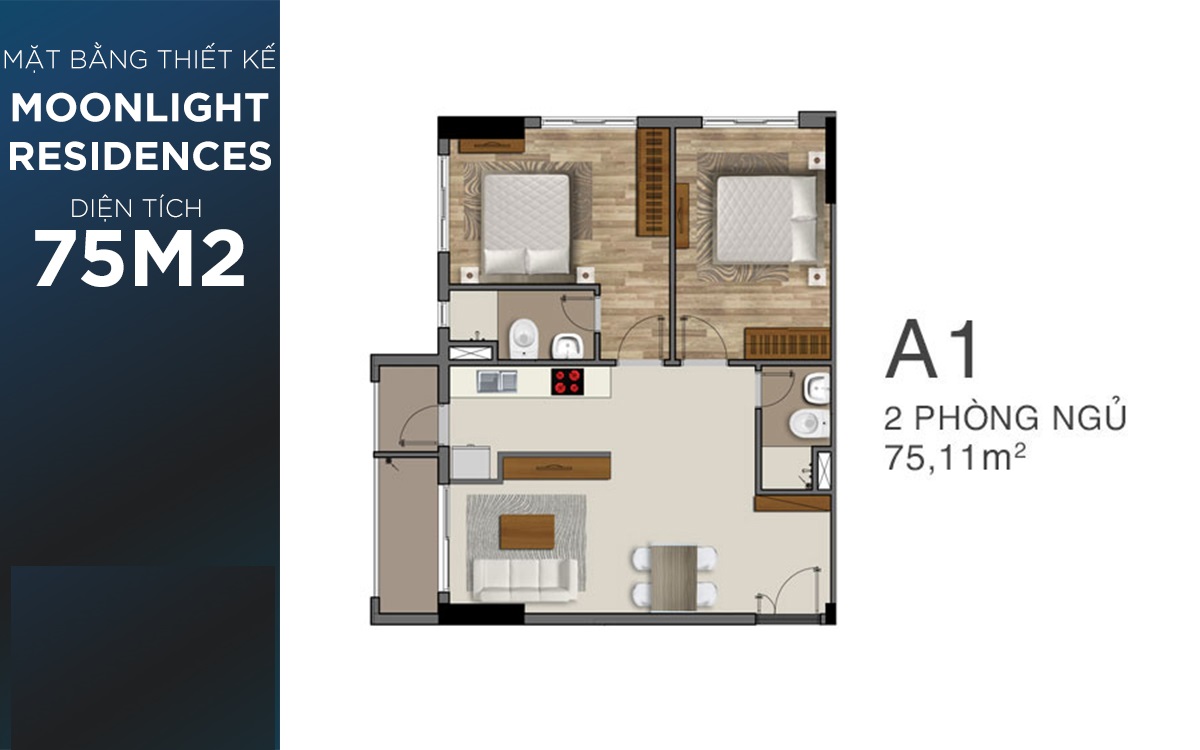Thiết kế căn hộ dự án Moonlight Residences