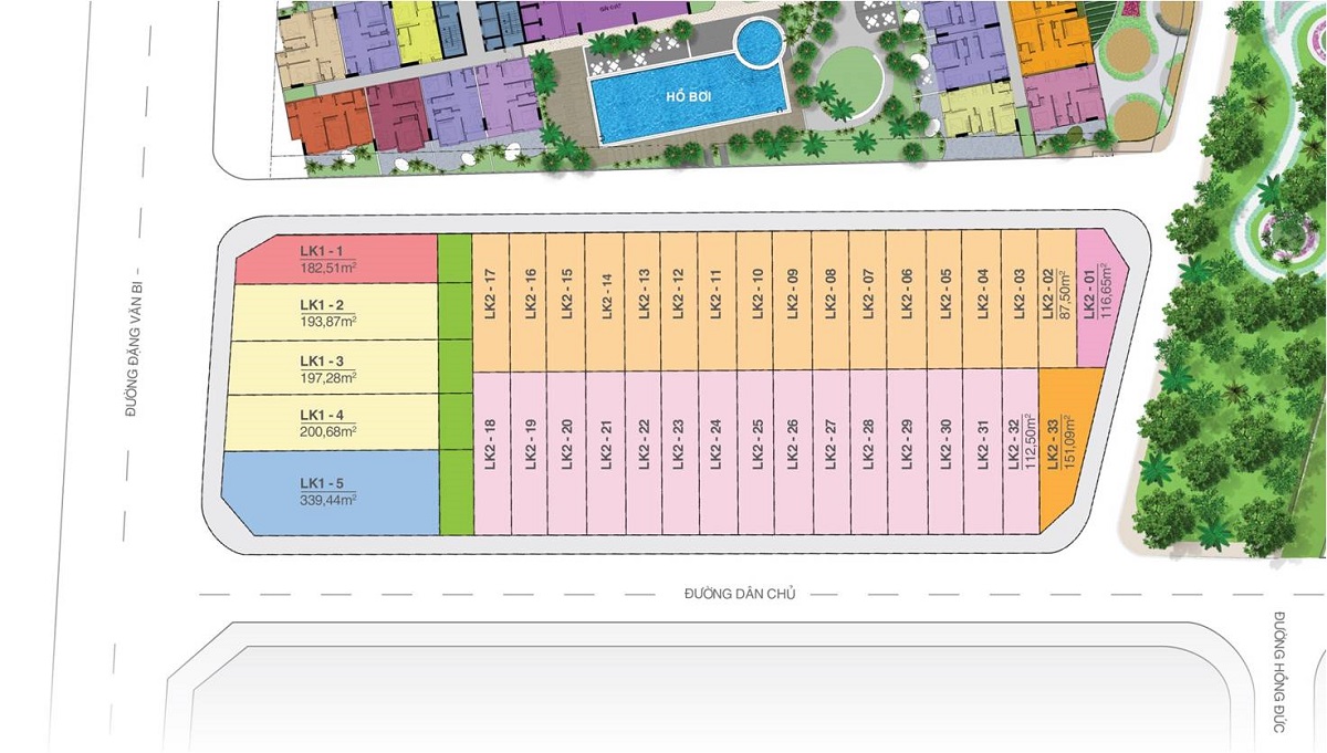 Mặt bằng khu shophouse dự án Moonlight Residences