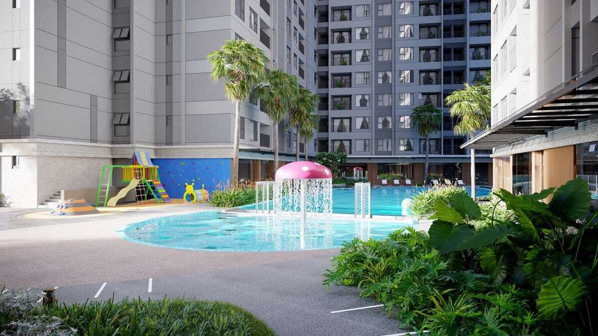 Cảnh quan bên dưới sảnh các block