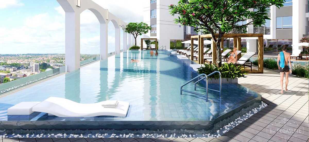 Bể bơi tràn bờ cho người lớn tại tầng 6