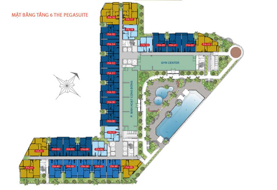 Mặt bằng tầng 6 dự án Pegasuite 1