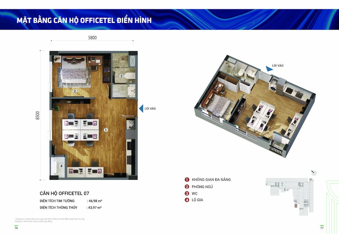 Thiết kế căn hộ officetel dự án Picity Sky Park