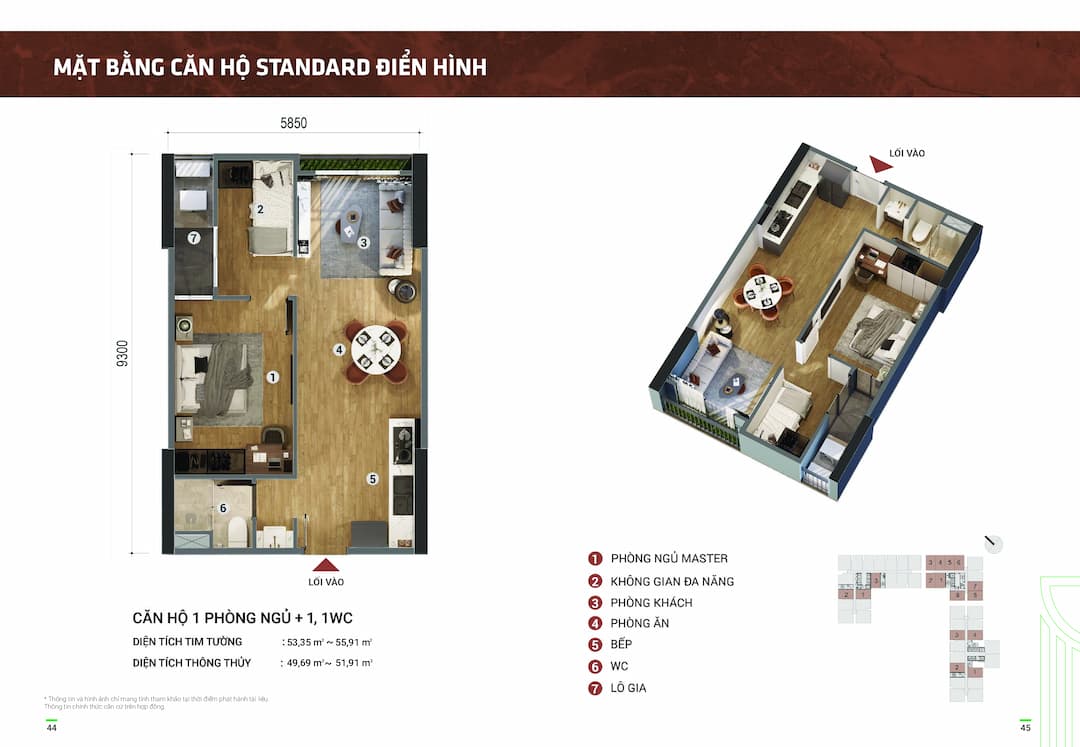 Thiết kế căn hộ standard dự án Picity Sky Park