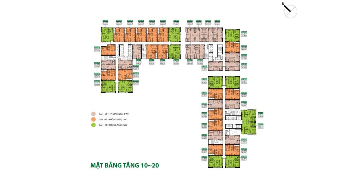 Mặt bằng tầng 10-20 dự án Picity Sky Park