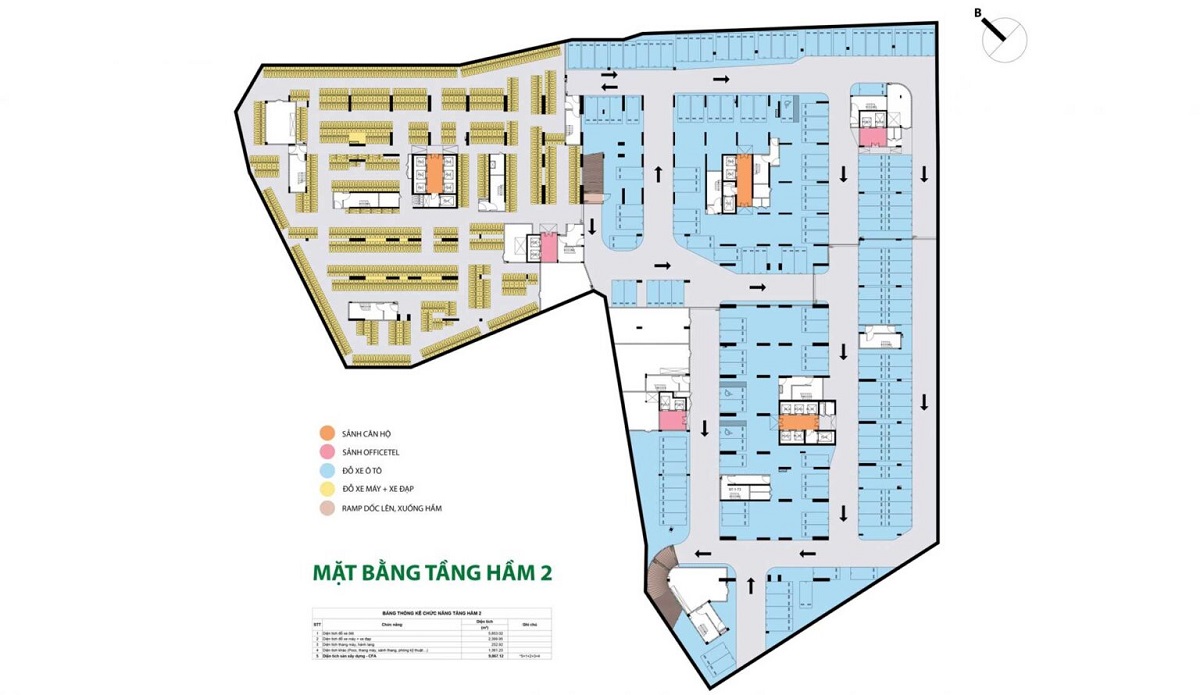 Mặt bằng tầng hầm 2 dự án Picity Sky Park