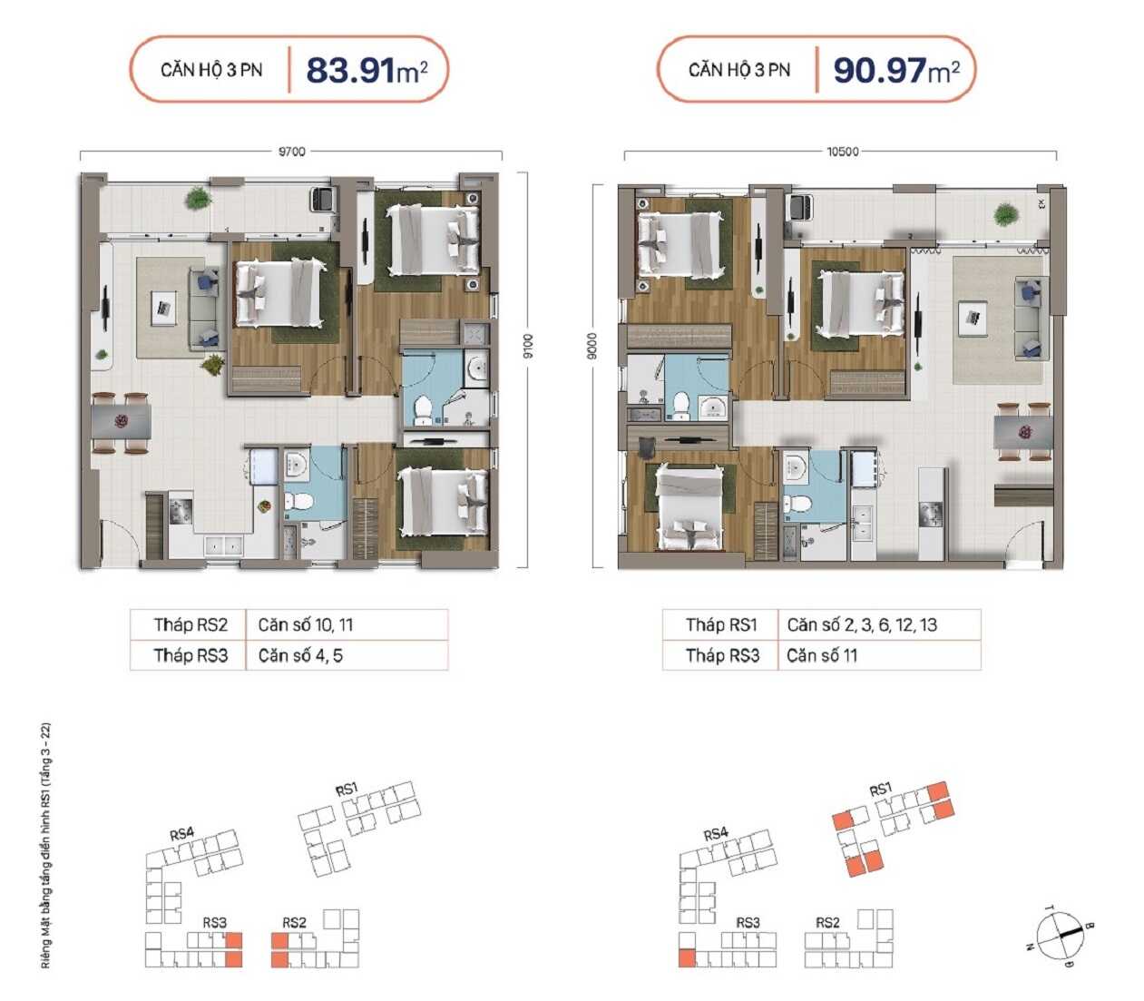 Căn hộ 3 phòng ngủ dự án Richstar