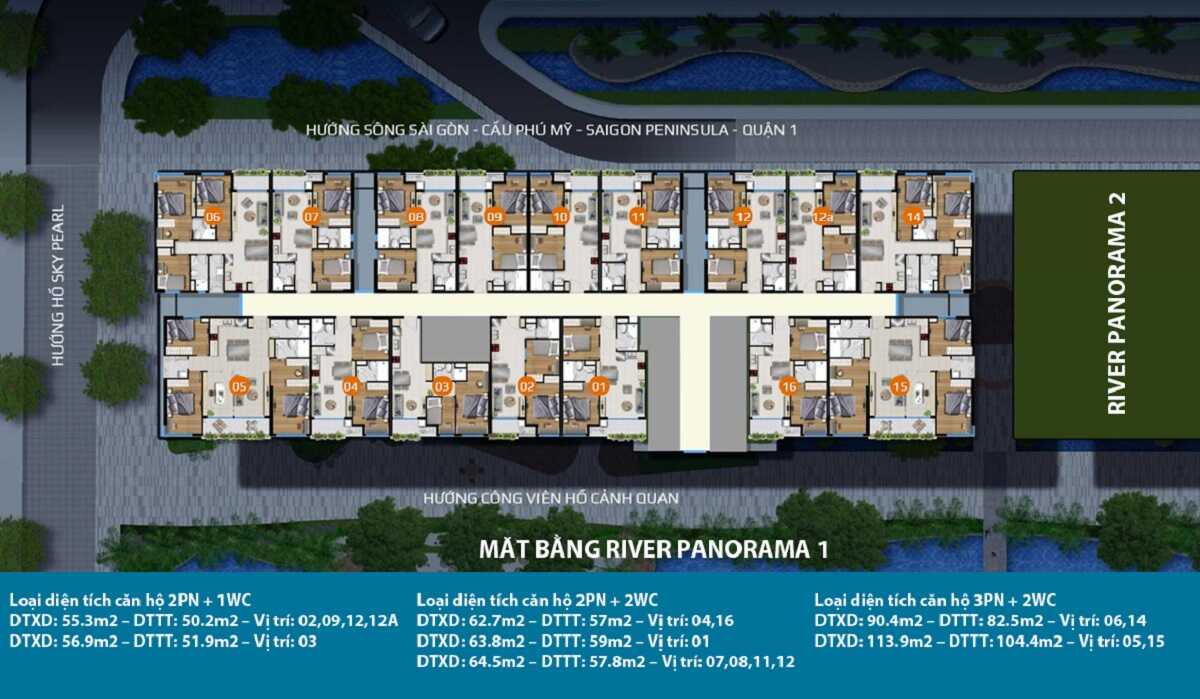 Mặt bằng căn hộ đa dạng diện tích