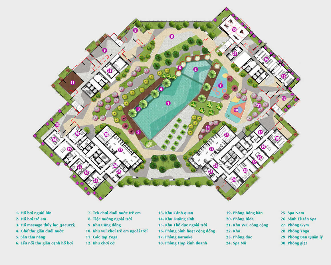 Hệ thống tiện ích dự án Sadora Apartment được bố trí khoa học